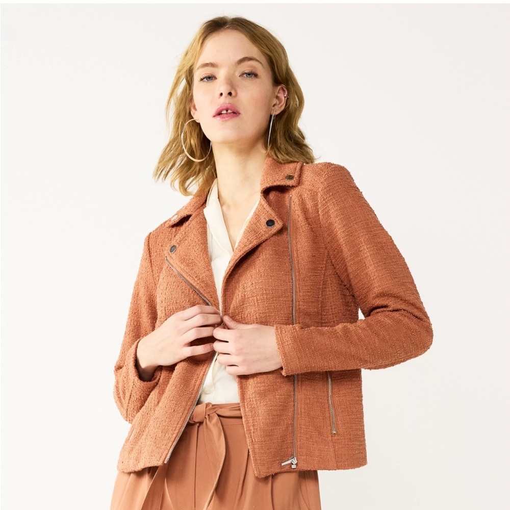 Nine West textured knit rugged work motorcycle jacket XS